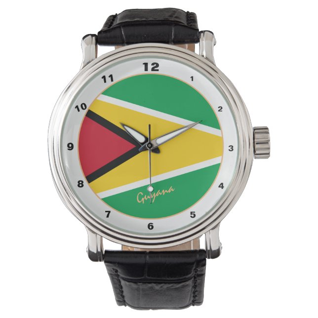 Guyana Flag & Guyana trendy fashion /design watch Armbanduhr (Vorderseite)