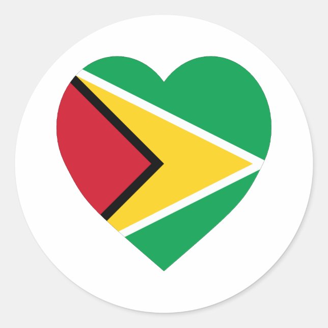 Guyana Flag Heart Runder Aufkleber (Vorderseite)