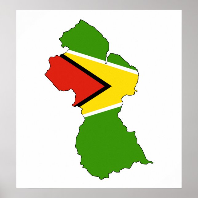 Guyana Flag Karte in voller Größe Poster (Vorne)