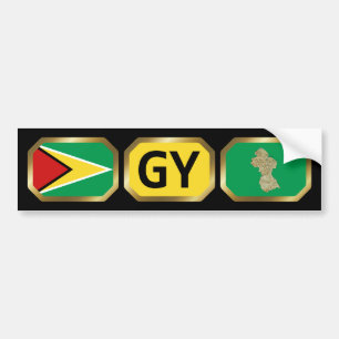 Guyana Flag Map Code Autoaufkleber