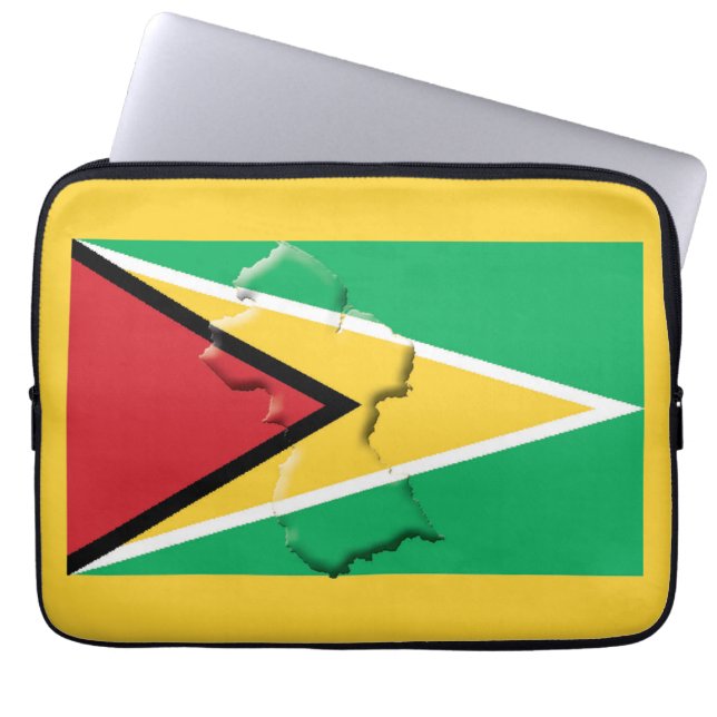 GUYANA Flag Map Patriotic Computer YELLOW Laptopschutzhülle (Vorderseite)
