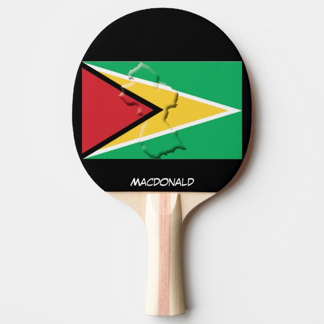 GUYANA FLAG & MAP Personalisiert Black Tischtennis Schläger (Vorderseite)