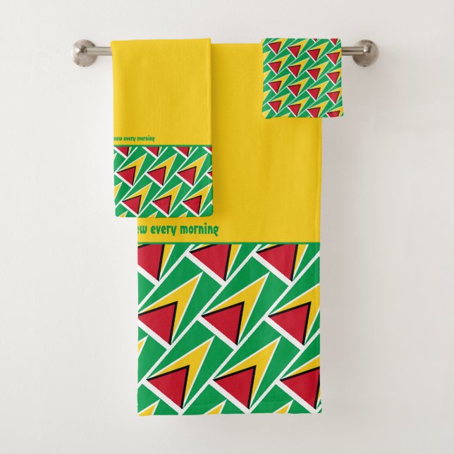 GUYANA FLAG Personalisiert Scripting YELLOW Badhandtuch Set (Insitu)