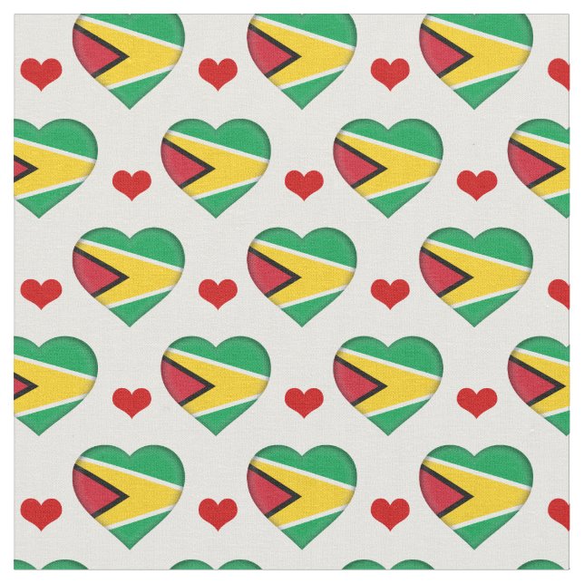 Guyana Flag Red Heart mode Fabric/Guyana Stoff (Nahaufnahme)