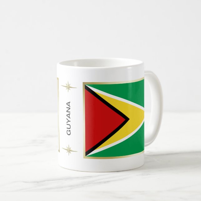 Guyana Flagge + Karte Tasse (VorderseiteRechts)