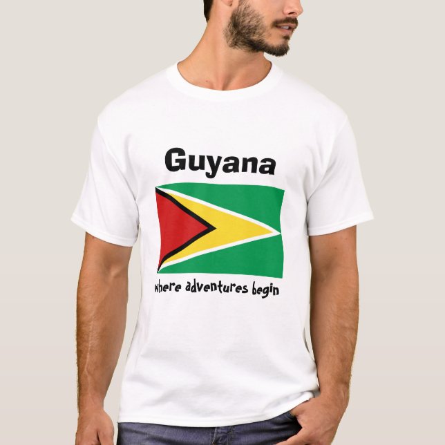 Guyana-Flagge + Karte + Text-T - Shirt (Vorderseite)