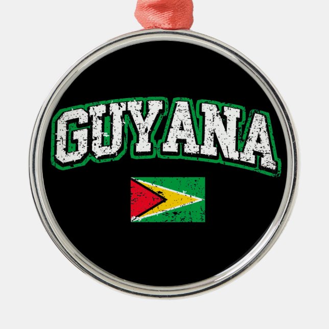Guyana-Flagge Ornament Aus Metall (Vorne)