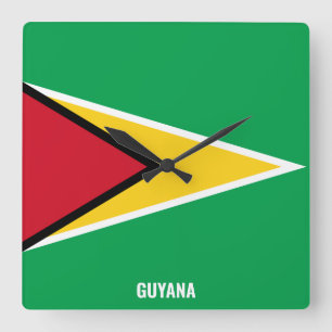 Guyana-Flagge Patriotin mit blendendem Aussehen Quadratische Wanduhr