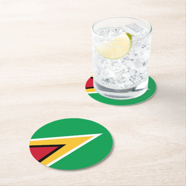 Guyana-Flagge Runder Pappuntersetzer (Vor Ort)