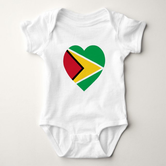 Guyana-Flaggen-Herz Baby Strampler (Vorderseite)
