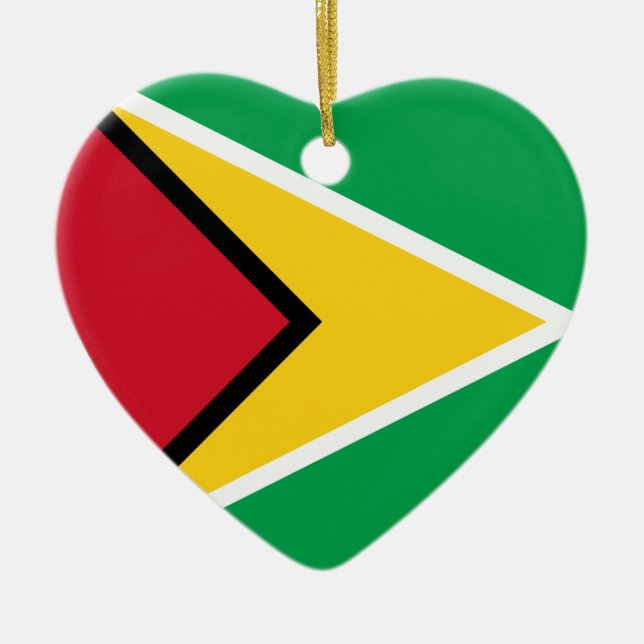 Guyana-Flaggen-Herz Keramikornament (Vorne)