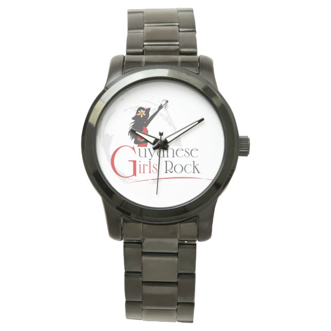 Guyana Girl Übergröße Black Bracelet Watch Armbanduhr (Vorderseite)