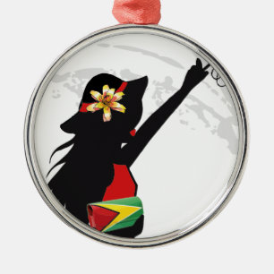 Guyana Girl Weihnachtsdekoration Silbernes Ornament