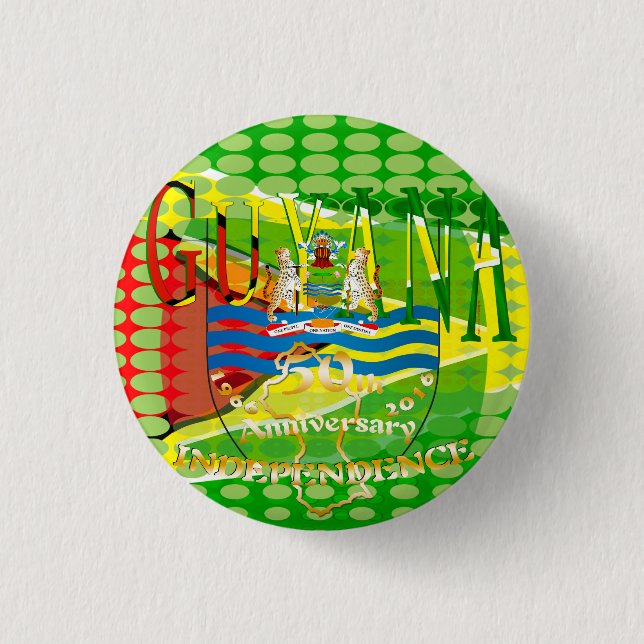 Guyana, glückliches 50. Jahrestags-Unabhängigkeit Button (Vorderseite)