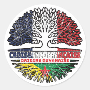Guyana Guyana Französisch-Tree-Roots-Flag Runder Aufkleber