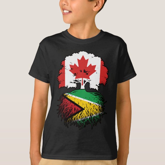 Guyana Guyana Kanadische Tree-Roots-Flagge T-Shirt (Vorderseite)