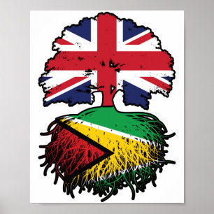 Guyana Guyanese Britische Tree Roots Flag Poster