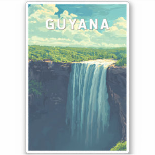 Guyana Illustration Travel Art Vintag Aufkleber