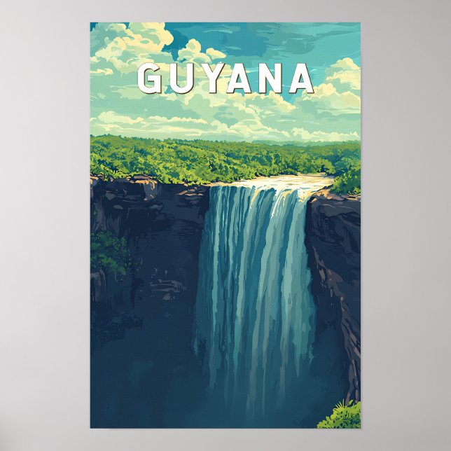 Guyana Illustration Travel Art Vintag Poster (Vorne)