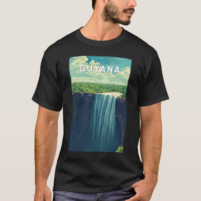 Guyana Illustration Travel Art Vintag T-Shirt (Vorderseite)