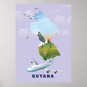 Guyana-illustrierte Karte Poster