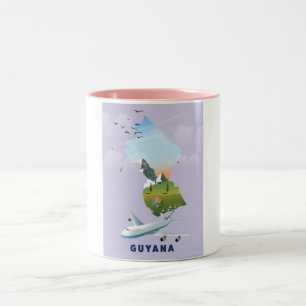 Guyana illustrierte Kartenposter Zweifarbige Tasse