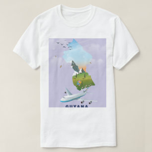 Guyana illustriertes Kartenposter T-Shirt