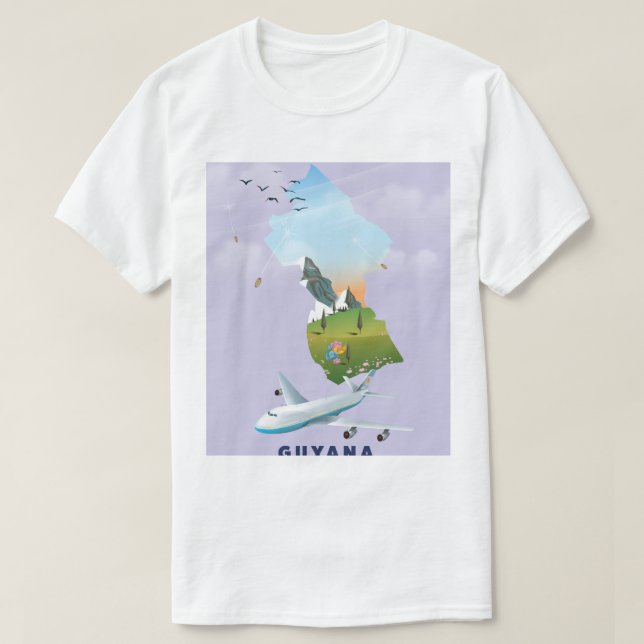 Guyana illustriertes Kartenposter T-Shirt (Design vorne)