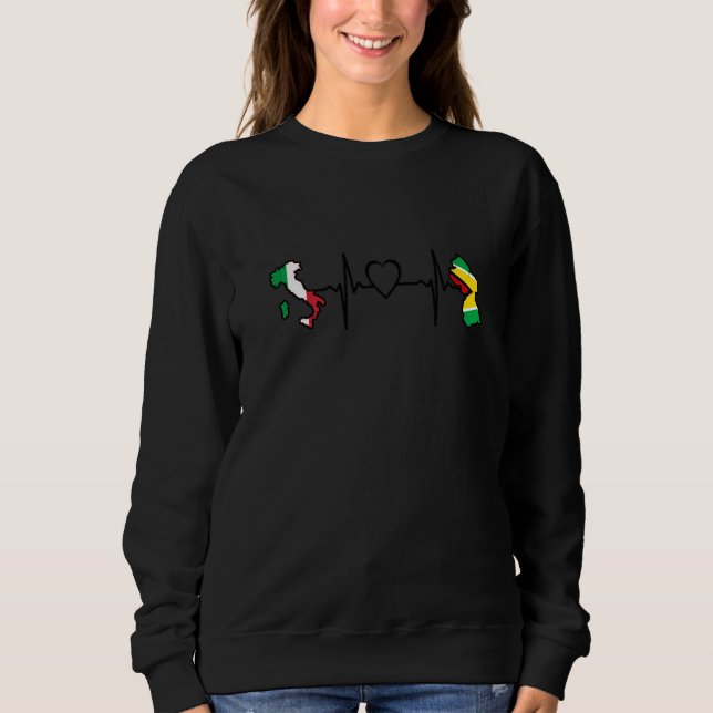 Guyana Italy Flag Guyanese Italian Heartbeat Sweatshirt (Vorderseite)
