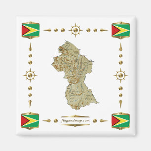 Guyana Karte + Flaggen Magnet
