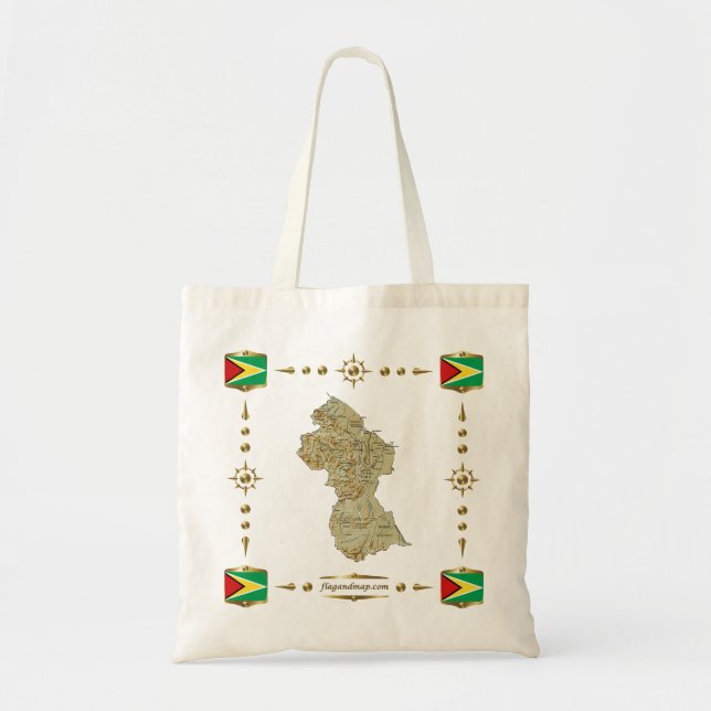 Guyana-Karte + Flaggen-Tasche Tragetasche (Vorne)