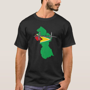 Guyana-Karte mit Vintage-Flagge und Herzschlag Guy T-Shirt