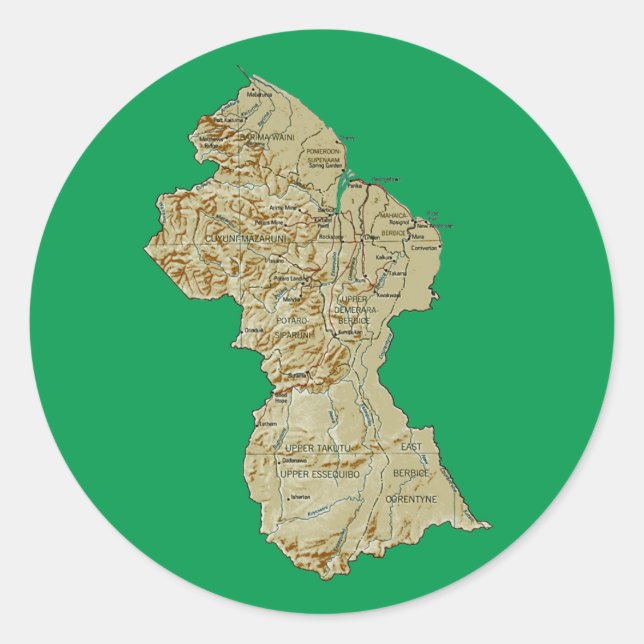 Guyana Map Sticker (Vorderseite)