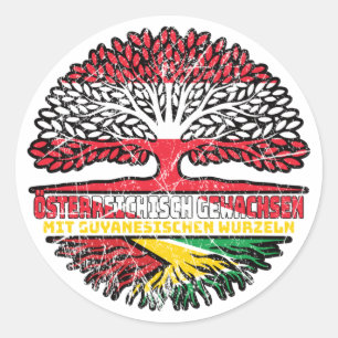 Guyana Österreichisch Baum Runder Aufkleber