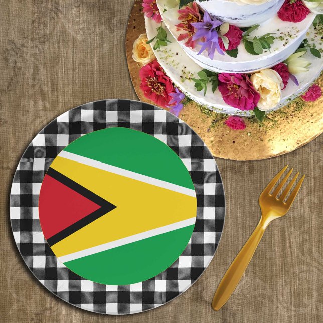 Guyana Plate, Büffel kariert & Guyana-Flagge Pappteller (Von Creator hochgeladen)