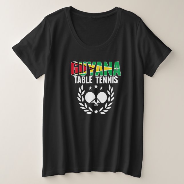 Guyana Table Tennis  Guyanese Ping Pong Team Suppo Große Größe T-Shirt (Design vorne)