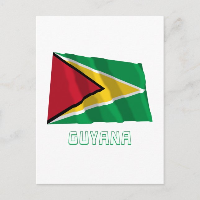 Guyana Waving Flag mit Namen Postkarte (Vorderseite)
