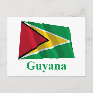 Guyana Waving Flag mit Namen Postkarte