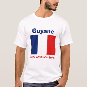 Guyane Flag + Karte + Text-T - Shirt