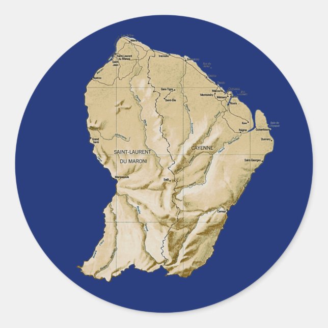 Guyane-Kartenaufkleber Runder Aufkleber (Vorderseite)