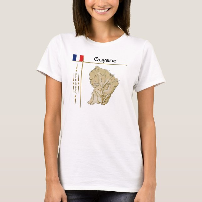 Guyane Map + Flag + Titel T - Shirt (Vorderseite)