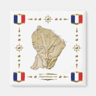 Guyane Map + Flaggen Magnet