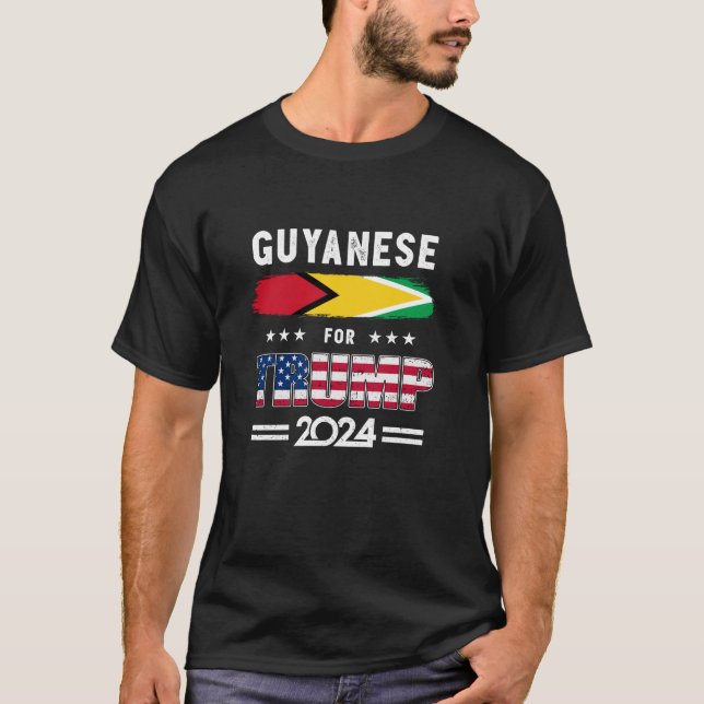 Guyanes für Trump 2024 Guyana Flag Patriotic Sup T-Shirt (Vorderseite)