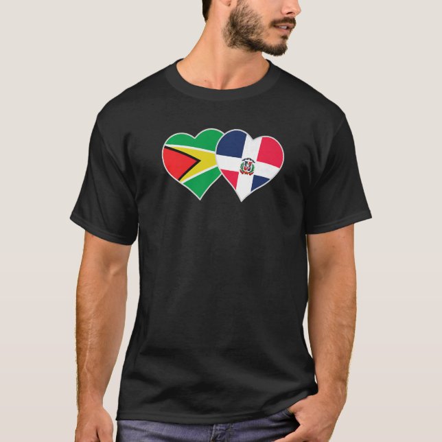 Guyanese Dominican Flag Heart Guyana Dominican Rep T-Shirt (Vorderseite)