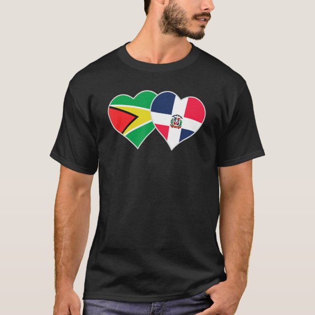 Guyanese Dominican Flag Heart Guyana Dominican Rep T-Shirt (Vorderseite)