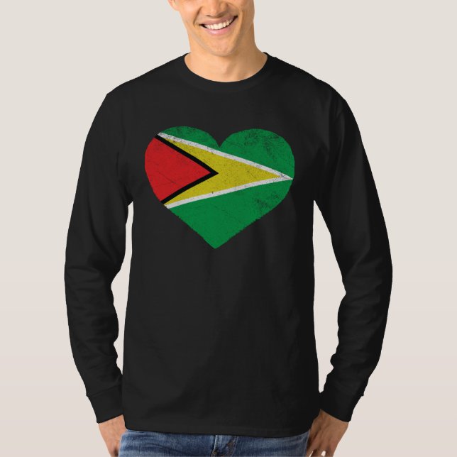 Guyanese Flag Heart I Love Guyana T-Shirt (Vorderseite)