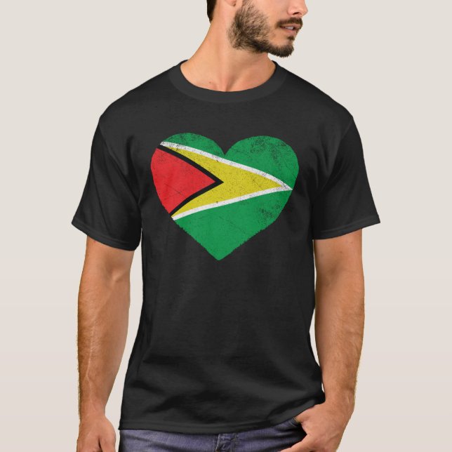 Guyanese Flag Heart I Love Guyana T-Shirt (Vorderseite)