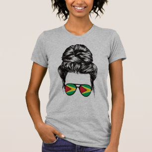 Guyanese Girl Messy Hair Guyana Pride Patriotic T-Shirt