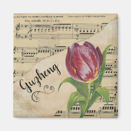 Guzheng Elegant Tulip Vintage Noten Magnet