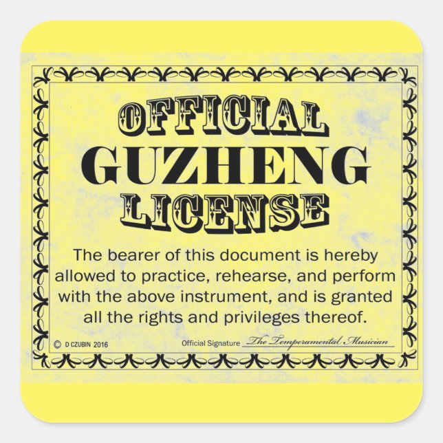 Guzheng License Square Aufkleber (Vorderseite)